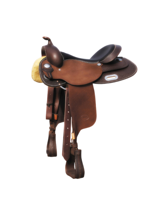 Selle western en cuir 15.5"/ 16" couleur cognac, brun foncé