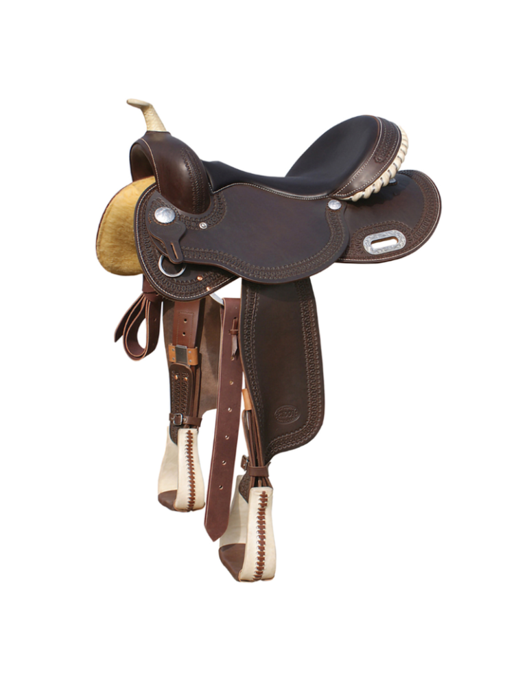 Selle western cuir, couleur cognac, brun foncé