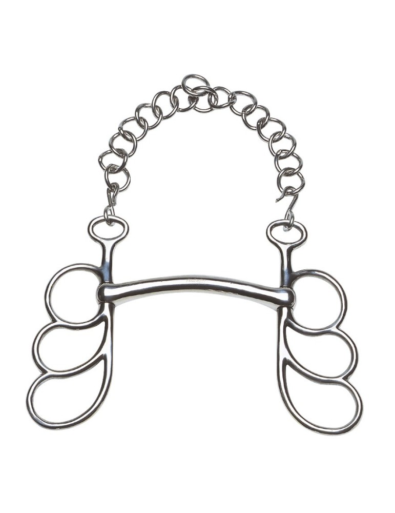 Mors papillon passage de langue inox à canon droit cintré vers le haut